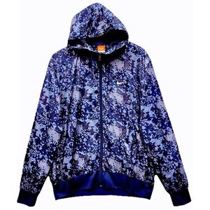 Nike Blue Digital Tech Camo Windbreaker Jacket Size L Blue Zip Up Hooded Nylon